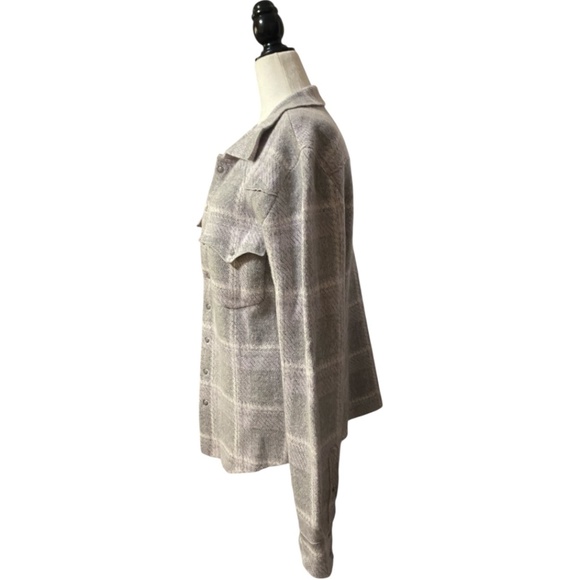 Cashmere snap button up western style checkered plaid sweater. Sz 4 - Picture 7 of 16